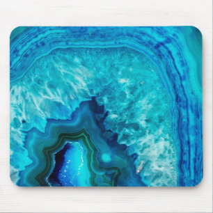 Tapis De Souris Agate moderne en marbre bleu