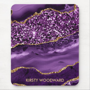 Tapis De Souris Agate océanique élégante violette et dorée
