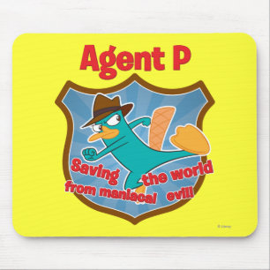 Tapis De Souris Agent P Sauver le monde du mal maniaque Insigne
