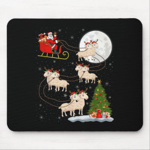 Tapis De Souris Agneaux Mouton Père Noël Sleigh Flying Funny Magiq