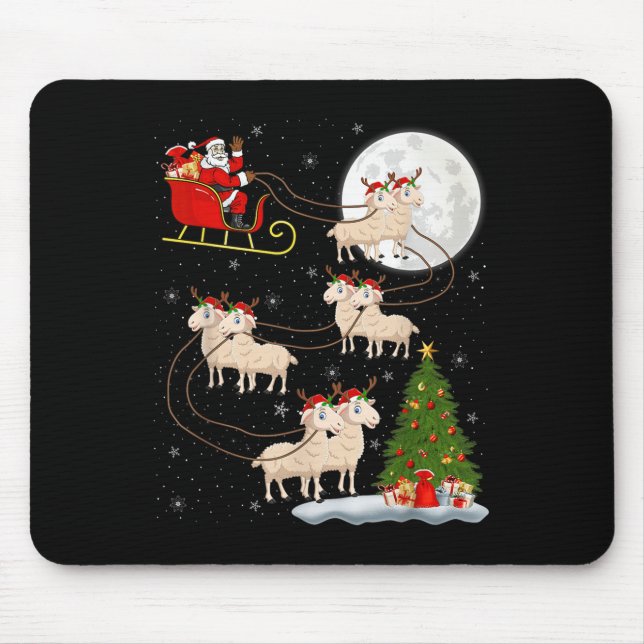 Tapis De Souris Agneaux Mouton Père Noël Sleigh Flying Funny Magiq (Devant)