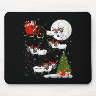 Tapis De Souris Agneaux Mouton Père Noël Sleigh Flying Funny Magiq