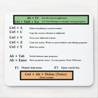 Tapis De Souris Aide Mousepad de raccourci clavier
