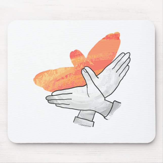 Tapis De Souris Aigle à main silhouette orange (Devant)