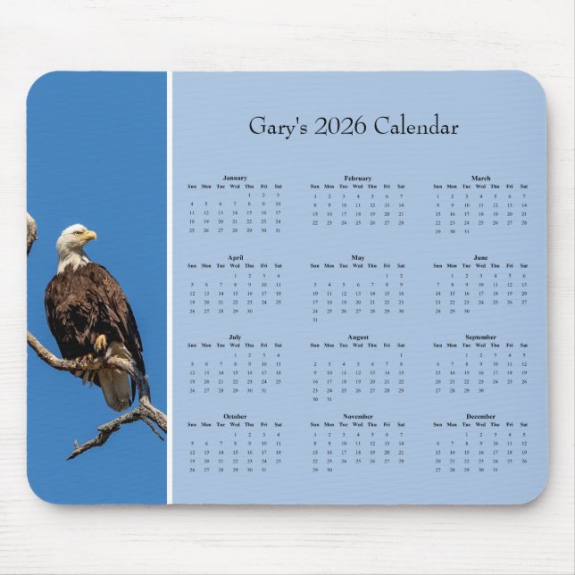 Tapis De Souris Aigle à tête blanche : Personnalisez calendrier an (Devant)