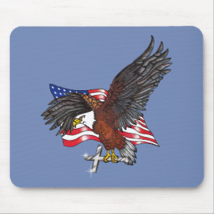 Tapis De Souris Aigle américain avec croix