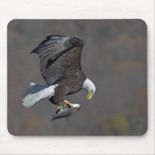 Tapis De Souris Aigle Bald avec un poisson