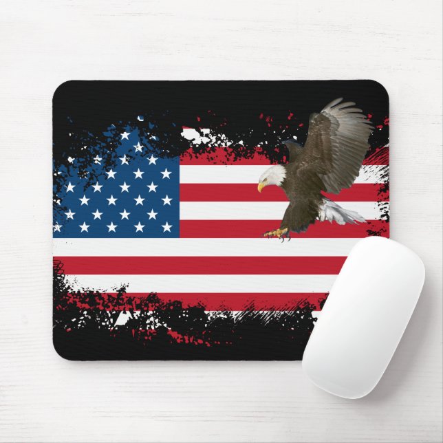 Tapis De Souris Aigle Bald Sur USA Drapeau Mousepad (Avec souris)