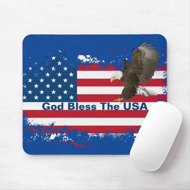 Tapis De Souris Aigle Bald Sur USA Drapeau Mousepad Souris (Avec souris)