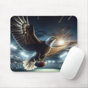 Tapis De Souris Aigle Bald Volant Avec Un Football