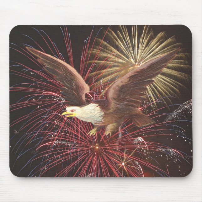 Tapis De Souris Aigle et feux d'artifice (Devant)