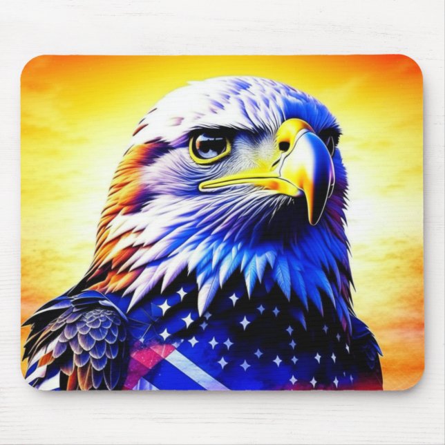 Tapis De Souris Aigle patriotique et drapeau américain (Devant)