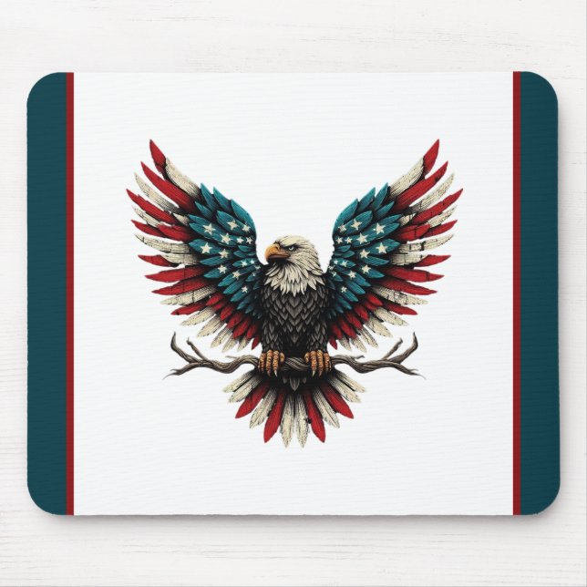 Tapis De Souris Aigle rustique patriotique américain/américain cha (Devant)