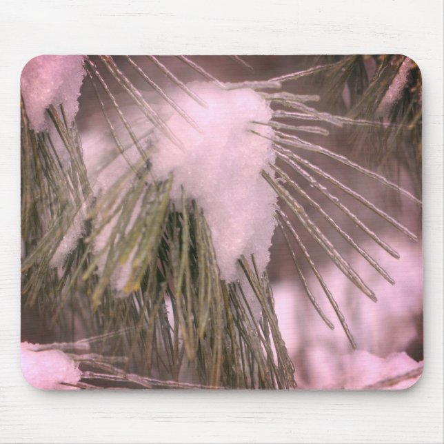 Tapis De Souris Aiguilles De Pins De Neige Et De Glace Hiver (Devant)