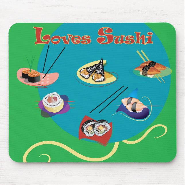 Tapis De Souris Aime des sushi (Devant)
