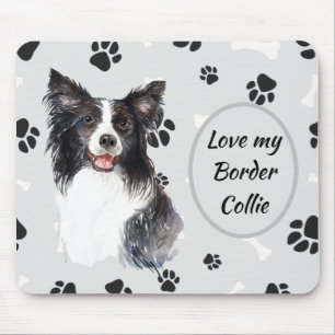 Tapis De Souris Aimer Ma Frontière Collie Chien Pawprint