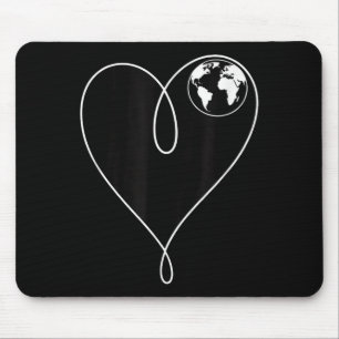 Tapis De Souris Aimez la planète Terre cœur globe minimaliste