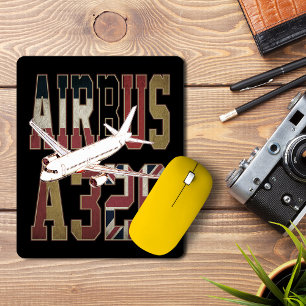 Tapis De Souris Airbus a320 Jetliner. Drapeaux européens vintages