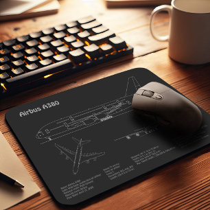 Tapis De Souris Airbus a380 - Plans de dessin de plan d'avion PD