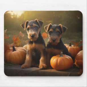 Tapis De Souris Airedale Chiot Automne Citrouille délice
