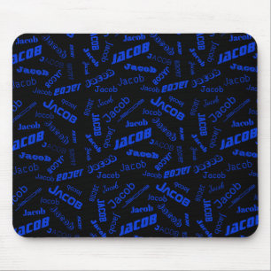 Tapis De Souris Ajouter un nom ou un mot   Bleu et noir