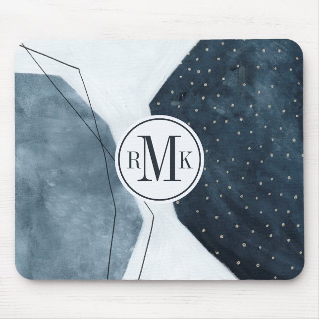 Tapis De Souris Ajouter vos initiales | Abstraction adjacente (Devant)