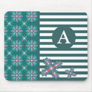 Tapis De Souris Ajouter votre monogramme Artdeco Fleurs en style r