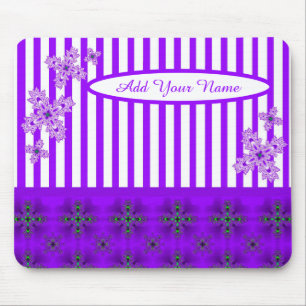 Tapis De Souris Ajouter votre nom, Fleurs Artdeco en style rétro