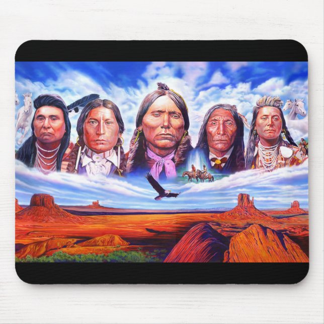 Tapis De Souris Ajouter votre texte Chiefs Indiens Américains (Devant)