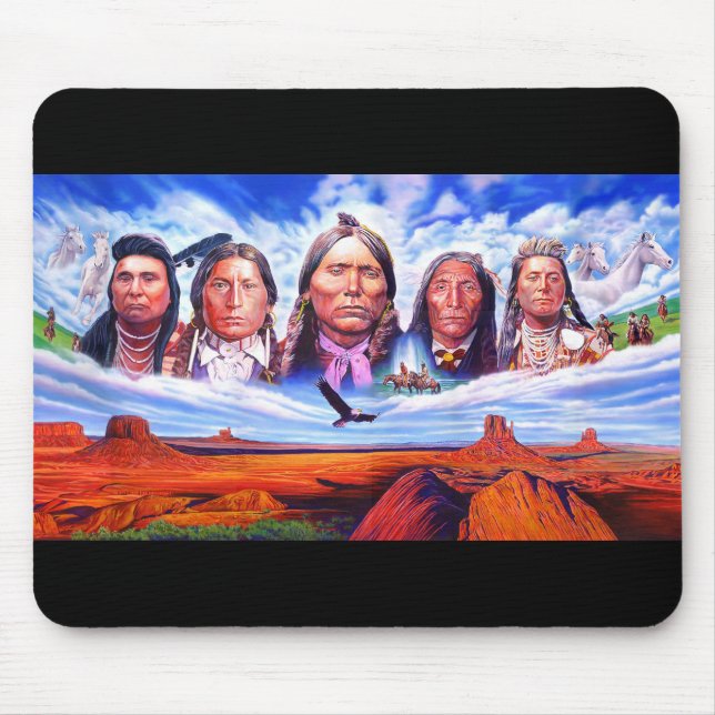 Tapis De Souris Ajouter votre texte Native Americans Indian Chiefs (Devant)