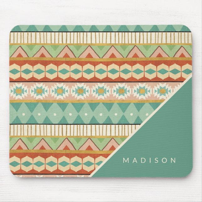 Tapis De Souris Ajoutez votre motif tribal d'aquarelle nommée de | (Devant)