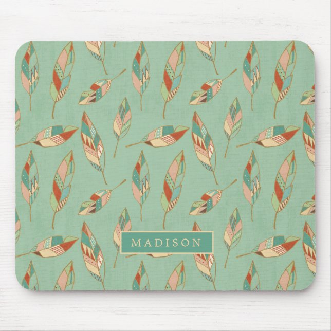 Tapis De Souris Ajoutez votre motif | vert nommé de plume (Devant)
