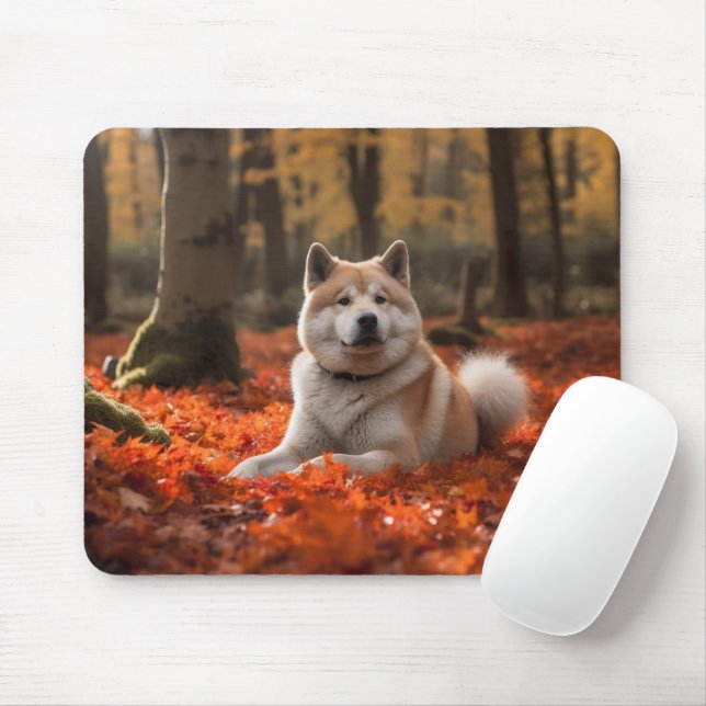 Tapis De Souris Akita en automne Feuilles automne s'inspire (Avec souris)