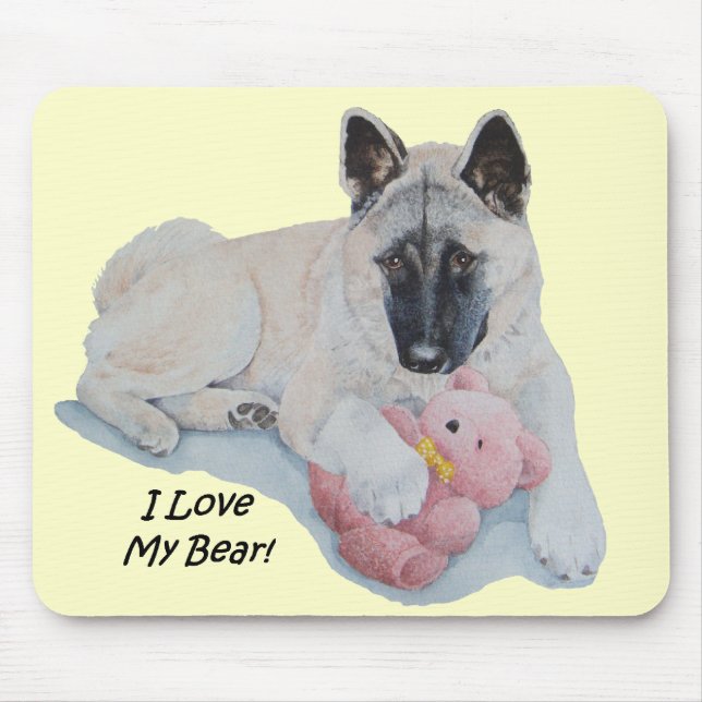 Tapis De Souris akita masqué noir avec jouet coude mignon chien  (Devant)
