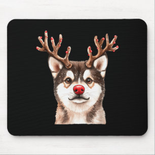 Tapis De Souris Akita Renne Noël Lumières Amoureux des Chiens Xmas