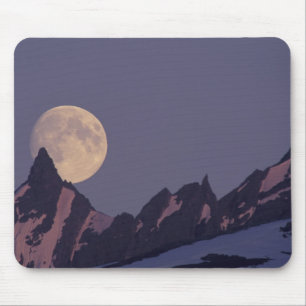 Tapis De Souris Alaska, Montagnes Chugach La pleine lune se lève