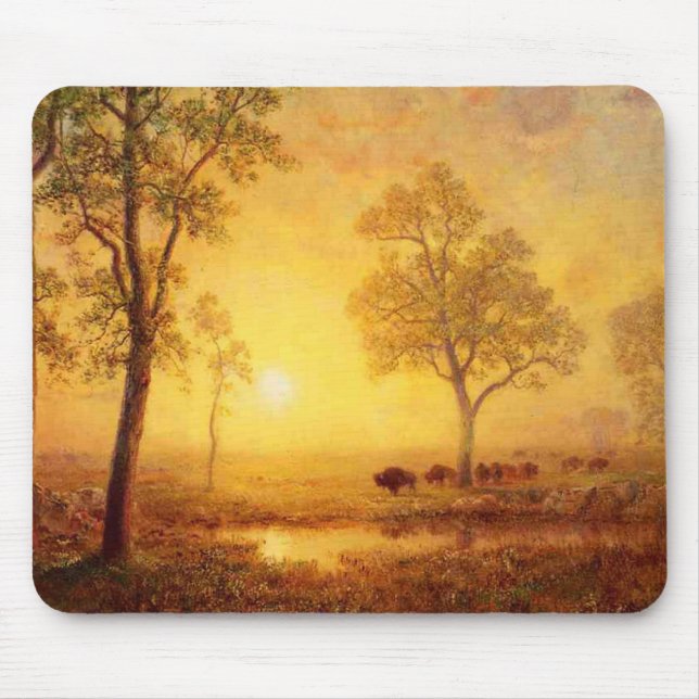 Tapis De Souris Albert Bierstadt - Coucher De Soleil Sur La Montag (Devant)