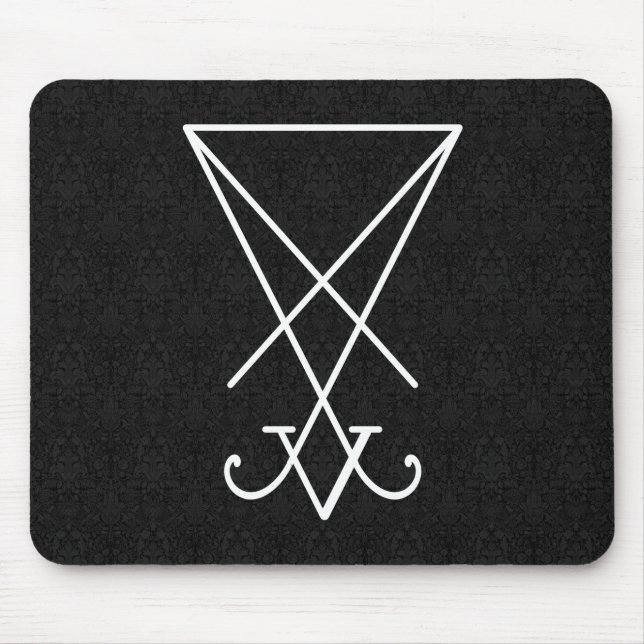 Tapis De Souris Alchimie lucifère blanche Sigil Art gothique (Devant)