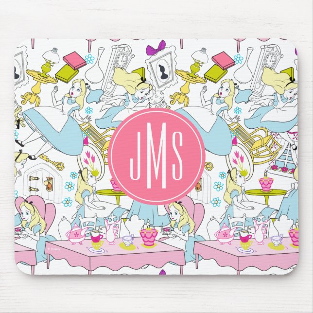 Tapis De Souris Alice au pays des merveilles | Motif de monogramme (Devant)