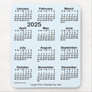 Tapis De Souris Alice Blue 2025 Grand calendrier d'impression par