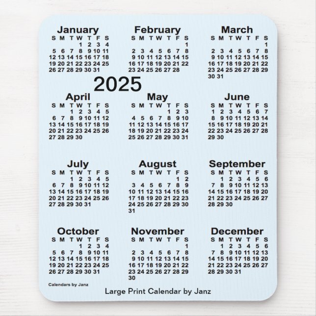 Tapis De Souris Alice Blue 2025 Grand calendrier d'impression par  (Devant)