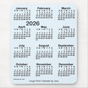 Tapis De Souris Alice Blue 2026 Grand calendrier d'impression par