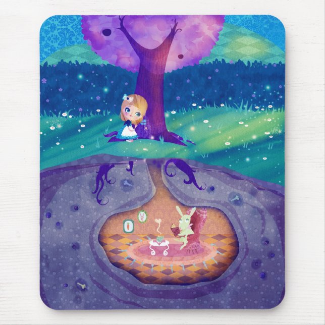 Tapis De Souris Alice dans le clair de lune du pays des merveilles (Devant)