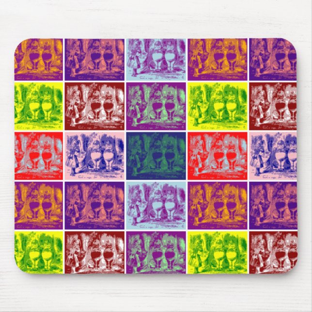 Tapis De Souris Alice rencontre Tweedledum et Tweedledee pop art (Devant)