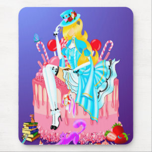Tapis De Souris Alice sur gâteau d'anniversaire