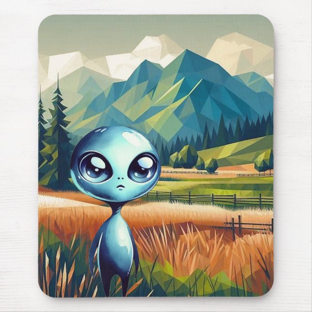 Tapis De Souris Alien bleu brillant Mousepad (Devant)