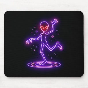 Tapis De Souris Alien de dessin animé dansant parmi de petites exp