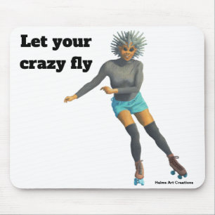 Tapis De Souris Alien Femme Roller Patinage Imaginaire Art Panier