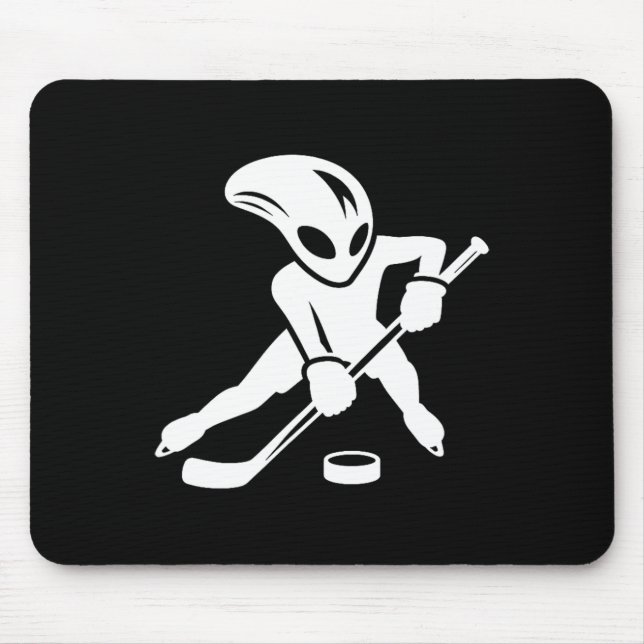 Tapis De Souris Alien Ice Hockey Player Cool Cartoon  (Devant)
