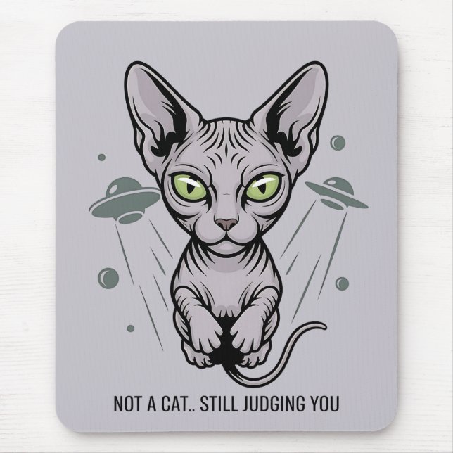 Tapis De Souris Alien UFO Sphynx Cat Illustration (Devant)